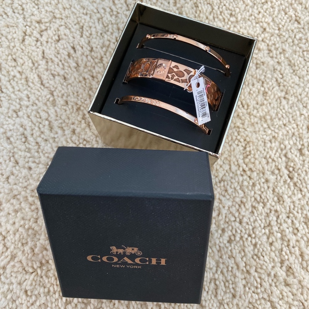 COACH Signature Box Bangle/Bracelet 3 Piece Set